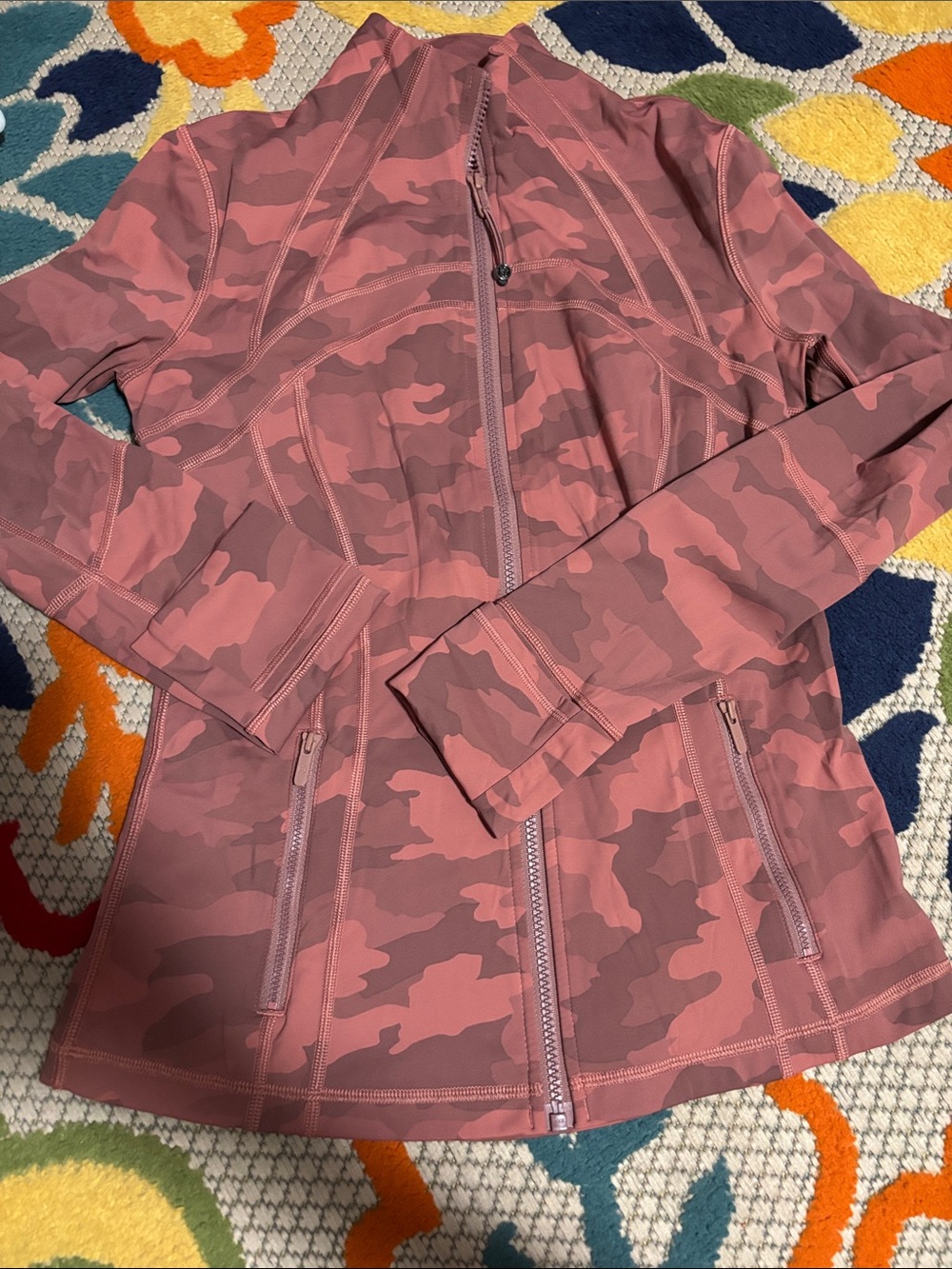 lululemon athletica Rose Pink Camo Zip Jacket size 8